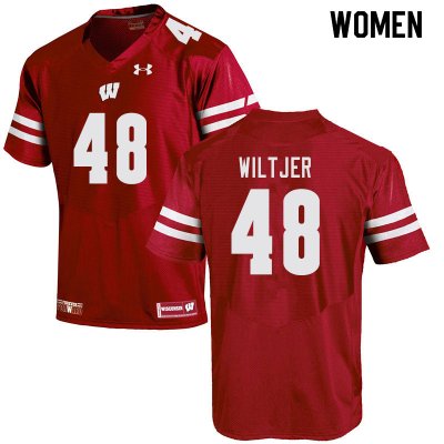 Women's Wisconsin Badgers NCAA #48 Travis Wiltjer Red Authentic Under Armour Stitched College Football Jersey MV31K13FX